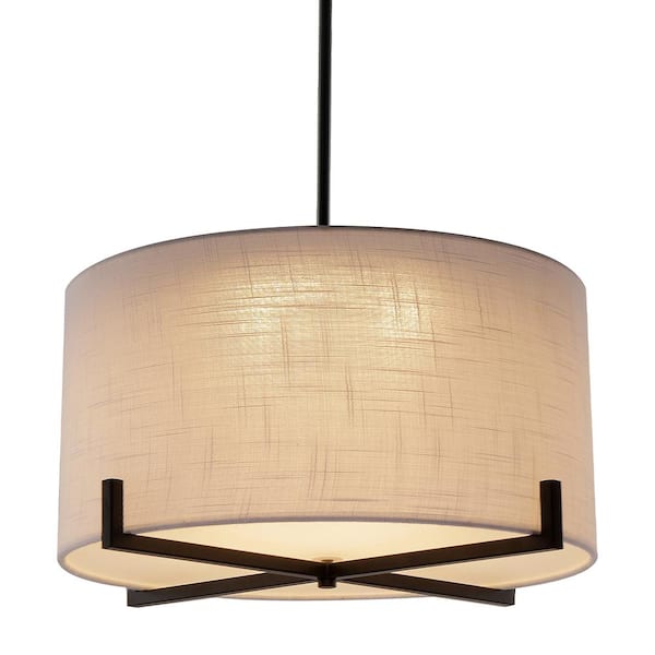 SMRTLite by NBG HOME 35-Watt Matte Black Integrated LED Pendant with Fabric Shade