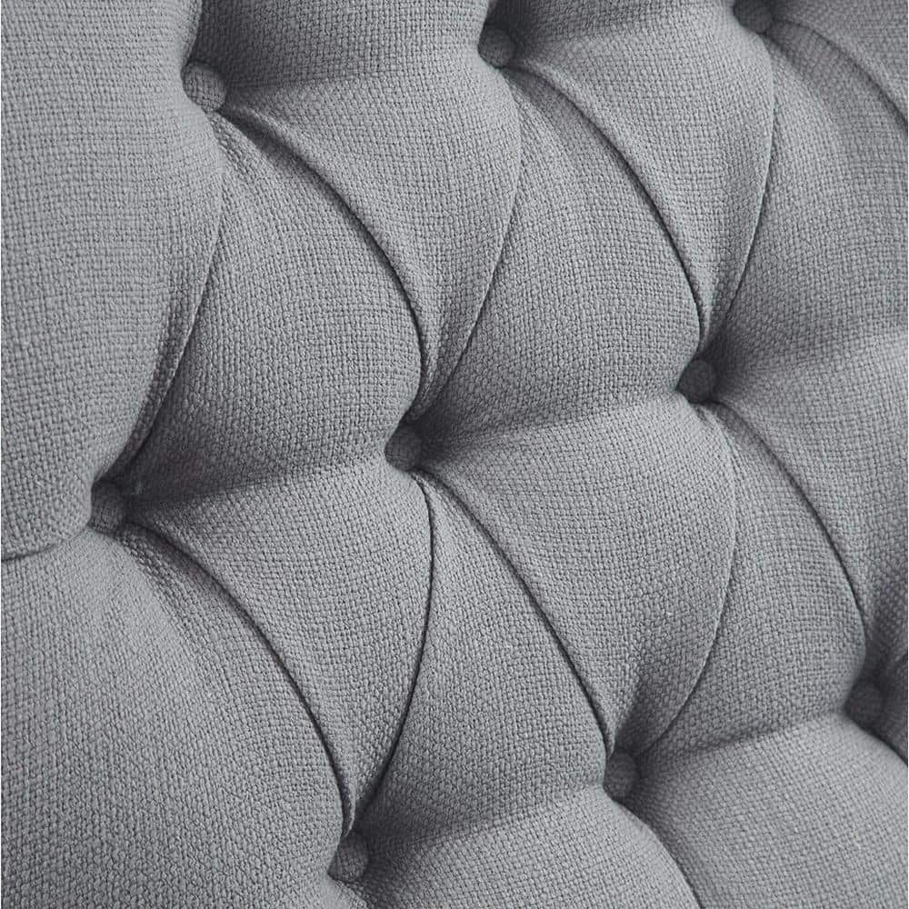 Elegant Gray Microfiber Recliner with Tufted Back and Bronze Nailhead Trim