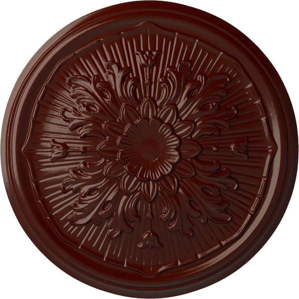 Ekena Millwork 15-3/4" x 5/8" Lupton Urethane Ceiling Medallion (Fits Canopies upto 1-1/8"), Brushed Mahogany