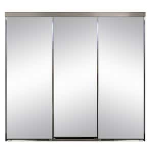 108 in. x 80 in. Polished Edge Mirror Framed with Gasket Interior Closet Sliding Door with Chrome Trim