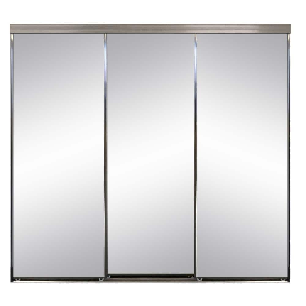 120 in. x 96 in. Polished Edge Mirror Framed with Gasket Interior Closet Sliding Door with Chrome Trim price history on PriceWatchPro