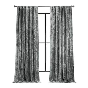 Stone Grey Gray Lush Crush Velvet 50 in. W x 108 in. L - Rod Pocket Room Darkening Curtains (Single Panel)