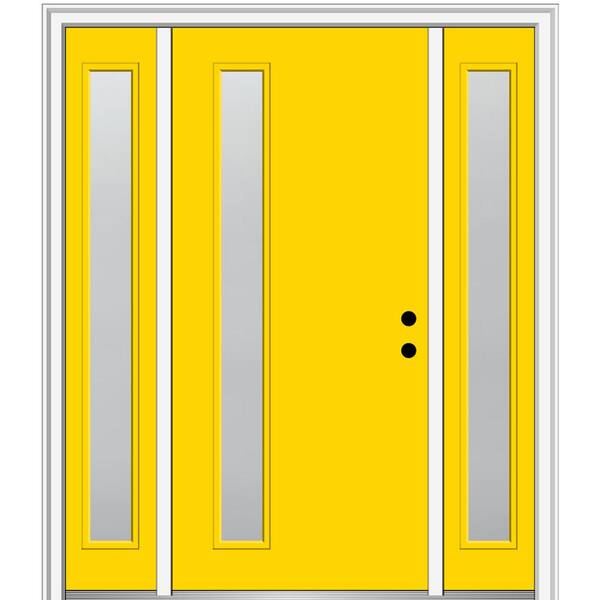 MMI Door 64.5 in. x 81.75 in. Viola Left-Hand Inswing 1-Lite Frosted Painted Fiberglass Smooth Prehung Front Door with Sidelites