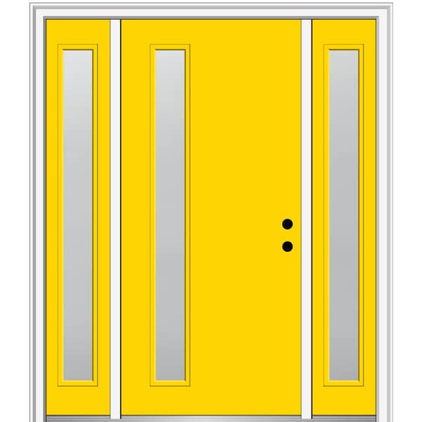 MMI Door 68.5 in. x 81.75 in. Viola Left-Hand Inswing 1-Lite Frosted Painted Fiberglass Smooth Prehung Front Door with Sidelites