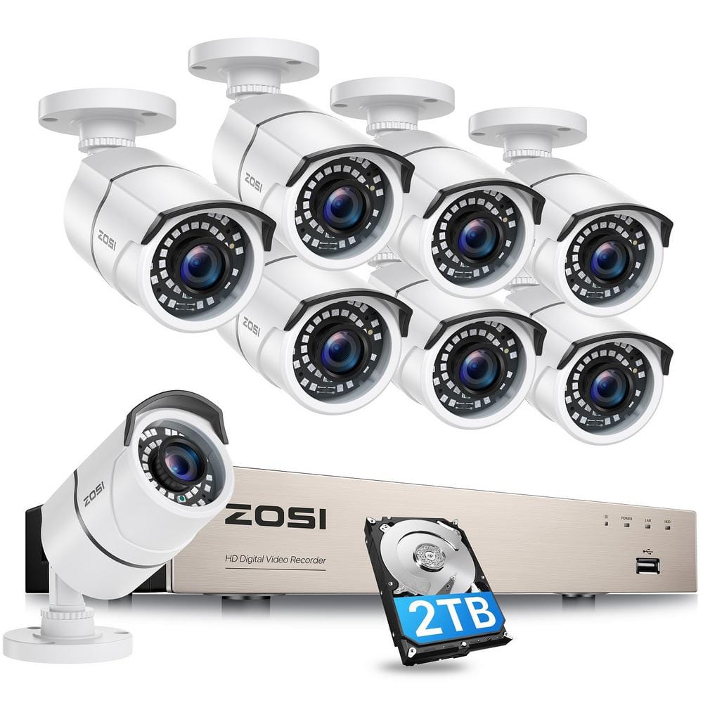 ZOSI H.265+ 8-Channel 5MP-Lite 2TB Hard Drive DVR Security 
