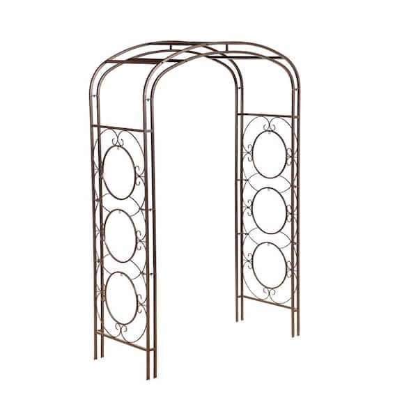 Evergreen Enterprises 84 in. x 54 in. Metal Garden Arbor with Circle Design and Hanging Attachment