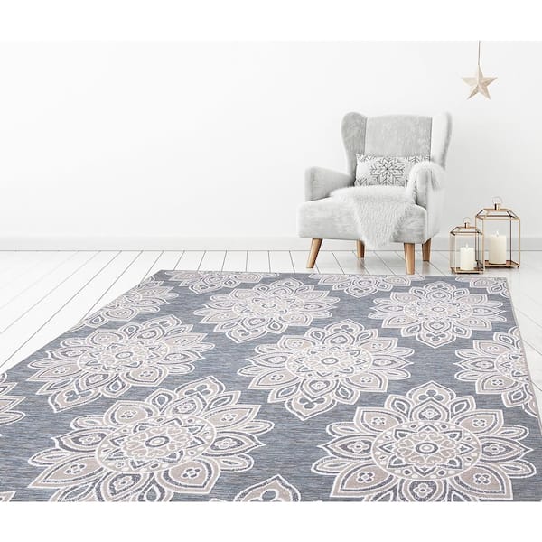 StyleWell Blue Tile Geo 3 ft. x 4 ft. Area Rug 22763 - The Home Depot