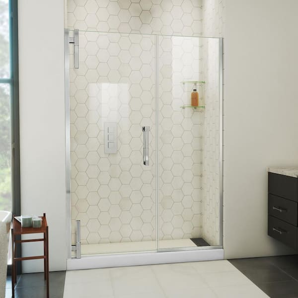 DreamLine Ascend 53 in. W x 72 in. H Pivot Frameless Shower Door in Chrome