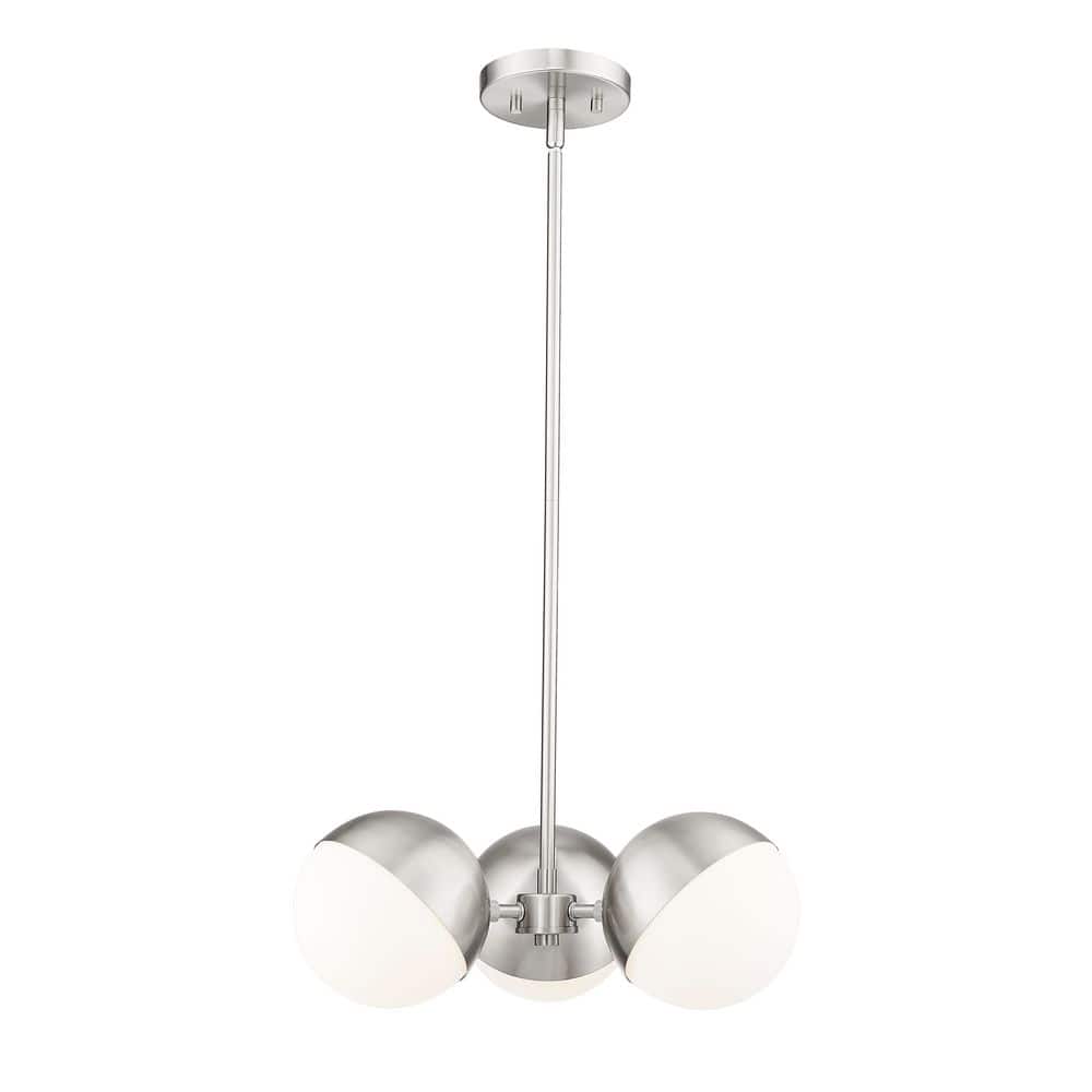 Realm Sphere 3 Light Brushed Nickel Chandelier with Matte Opal Glass Shades