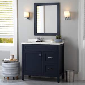 Maywell 37 in. W x 19 in. D x 38 in. H Single Sink Freestanding Bath Vanity in Blue with White Cultured Marble Top