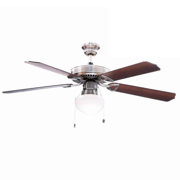 Hampton Bay Tri-Mount 52 in. Indoor Brushed Nickel Ceiling Fan with Light Kit