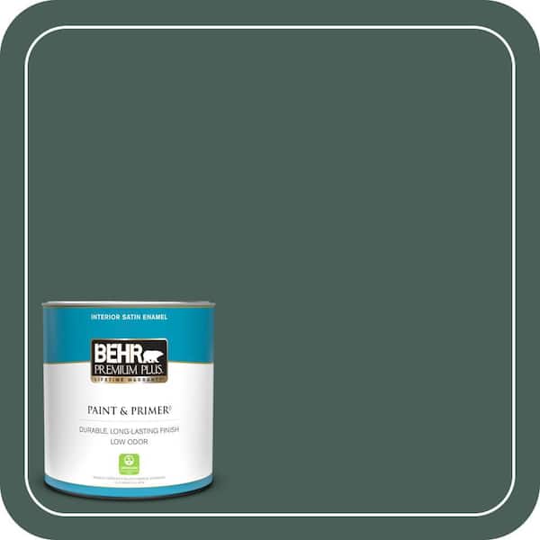 BEHR PREMIUM PLUS 1 qt. #ICC-86 New Hunter Satin Enamel Low Odor Interior Paint & Primer