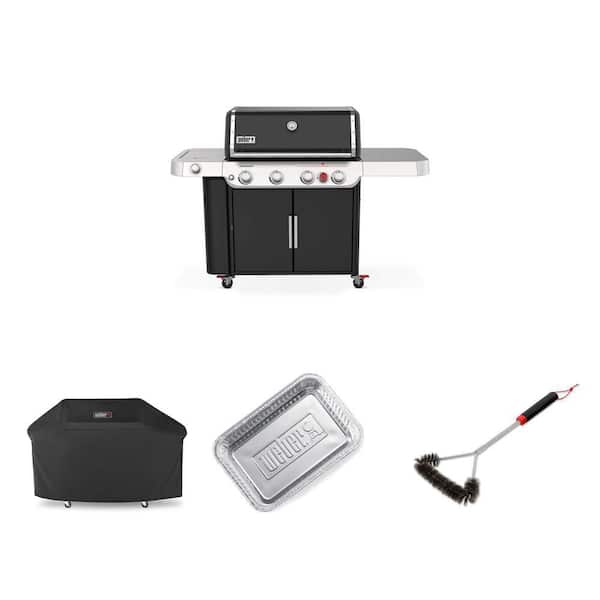 Genesis E-435 4-Burner Grill with Side Burner, Cover, 18 in. Brush and Drip Pans (10-Pack)
