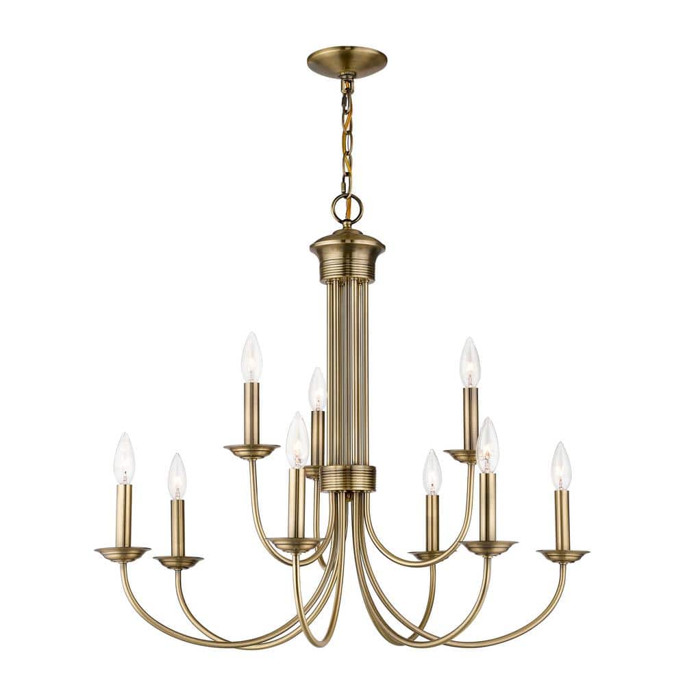 Antique Brass 9-Light Candle Style Chandelier