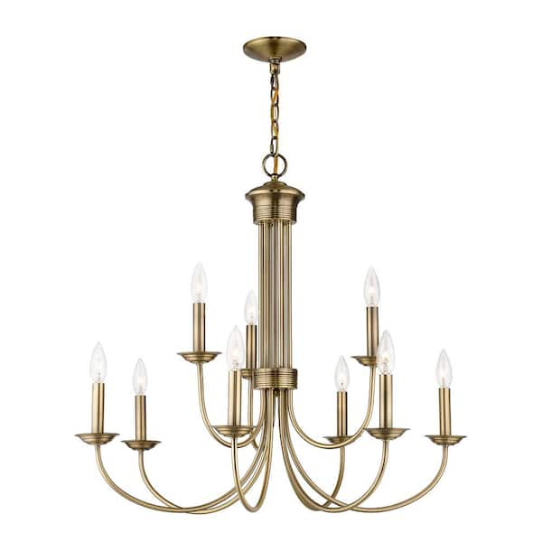 Livex Lighting Williamsburgh 12 Light Antique Brass Chandelier 5012-01 -  The Home Depot