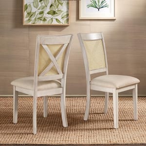 White Cane X-Back Accent Dining Chair (Set of 2)