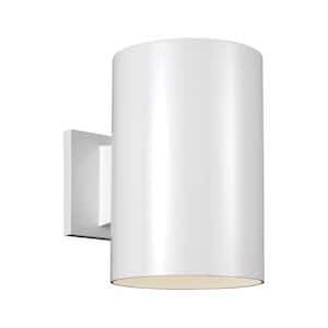 Outdoor Cylinders White Outdoor Integrated LED Wall Lantern Sconce