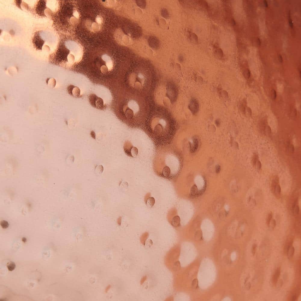 14" Round Hammered Copper Finish Metal Serving Bowl