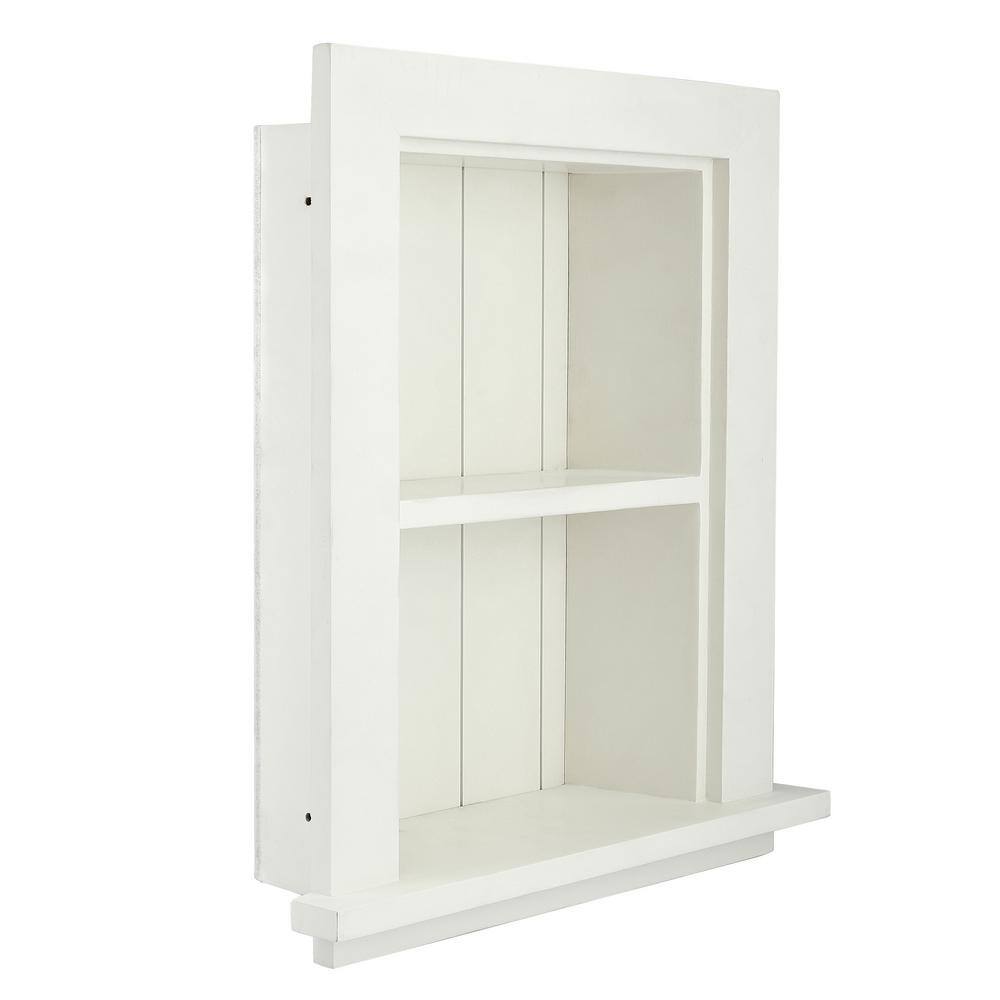 AdirHome White Hardwood Recessed Wall Cabinet with Shelf