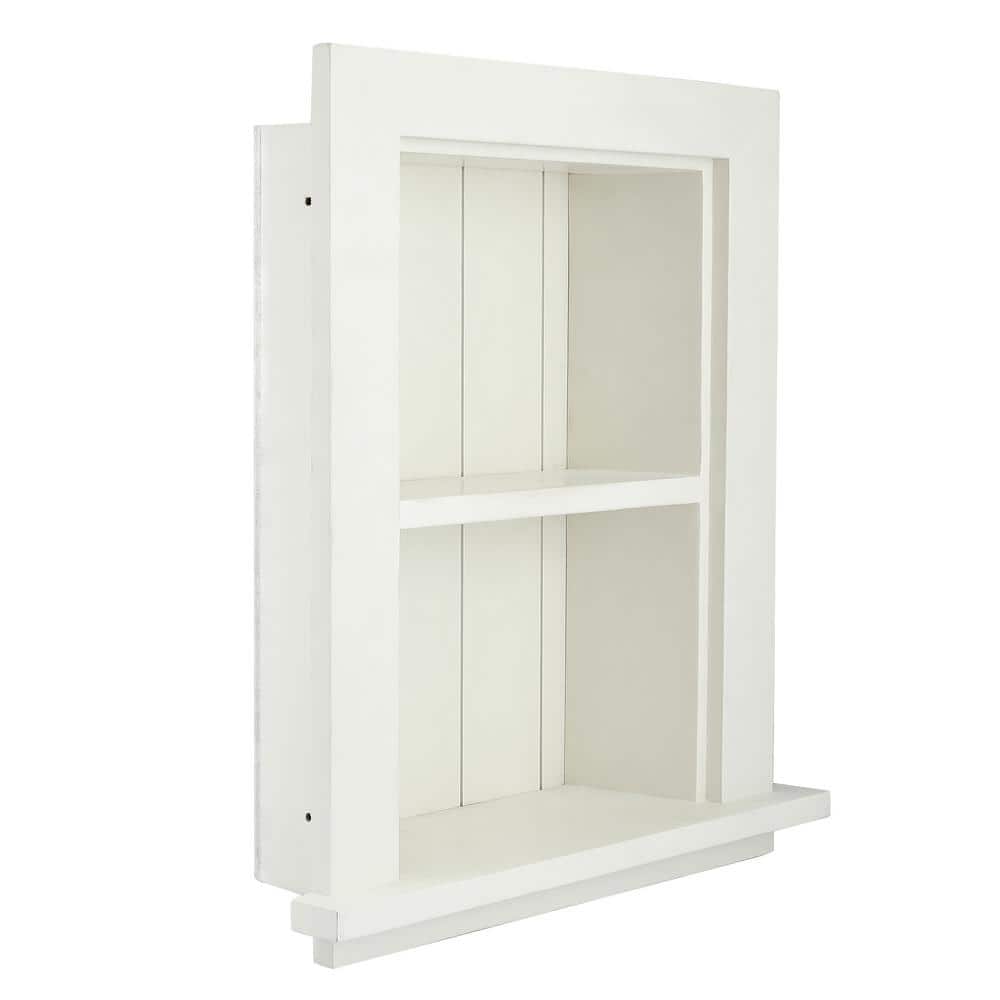 AdirHome White Hardwood Recessed Wall Cabinet with Shelf