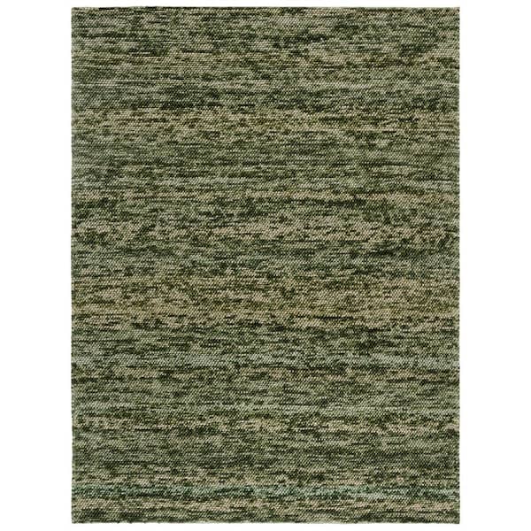 Natura 9 ft. x 12 ft. Green/Ivory Textured Solid Area Rug