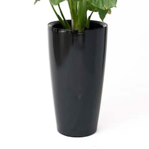29.5 in. H Black Plastic Self Watering Indoor Outdoor Tall Round Planter Pot Decorative Gardening Pot Home Decor Accent