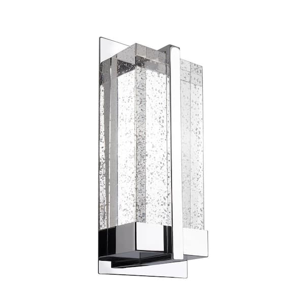 KUZCO Gable 12 in. 1-Light 6-Watt Chrome Integrated LED Wall Sconce