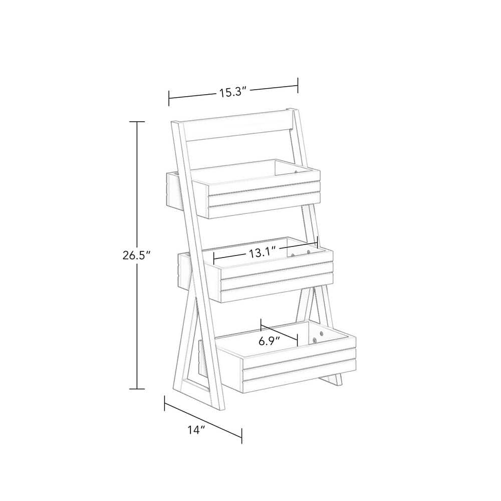 White 3-Shelf Compact Storage Caddy with Handle