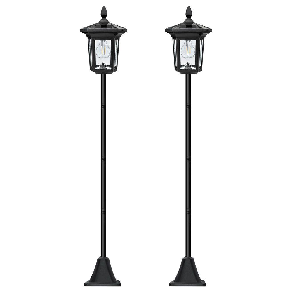 1-Light Black Solar Outdoor Plastic Weather Resistant Post Light Set with LED Bulbs Included 2-Pack price history on PriceWatchPro