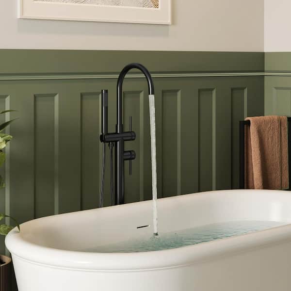 Single-Handle Freestanding Tub Faucet with Hand Shower in Matte Black