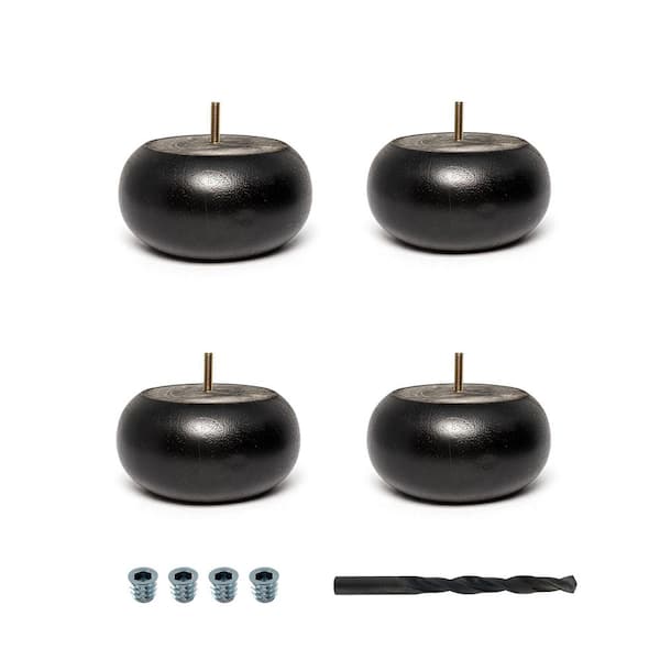 American Pro Decor 3 in. x 6 in. Stained Espresso Solid Hardwood Round Bun Foot (4-Pack)