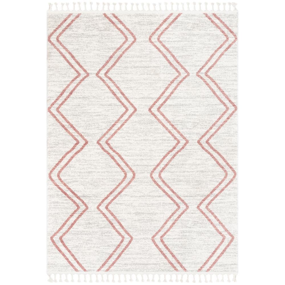 Kennedy Reeve Modern Chevron Zig-Zag Pink Ivory 3 ft. 11 in. x 5 ft. 3 in. Kids Area Rug price history on PriceWatchPro
