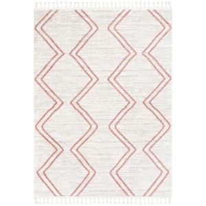 Kennedy Reeve Modern Chevron Zig-Zag Pink Ivory 3 ft. 11 in. x 5 ft. 3 in. Kids Area Rug