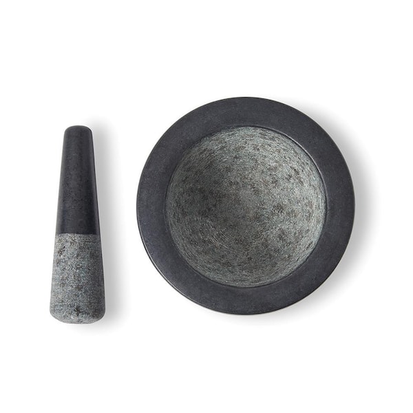 7 in. Dia Black Granite Mortar and Pest