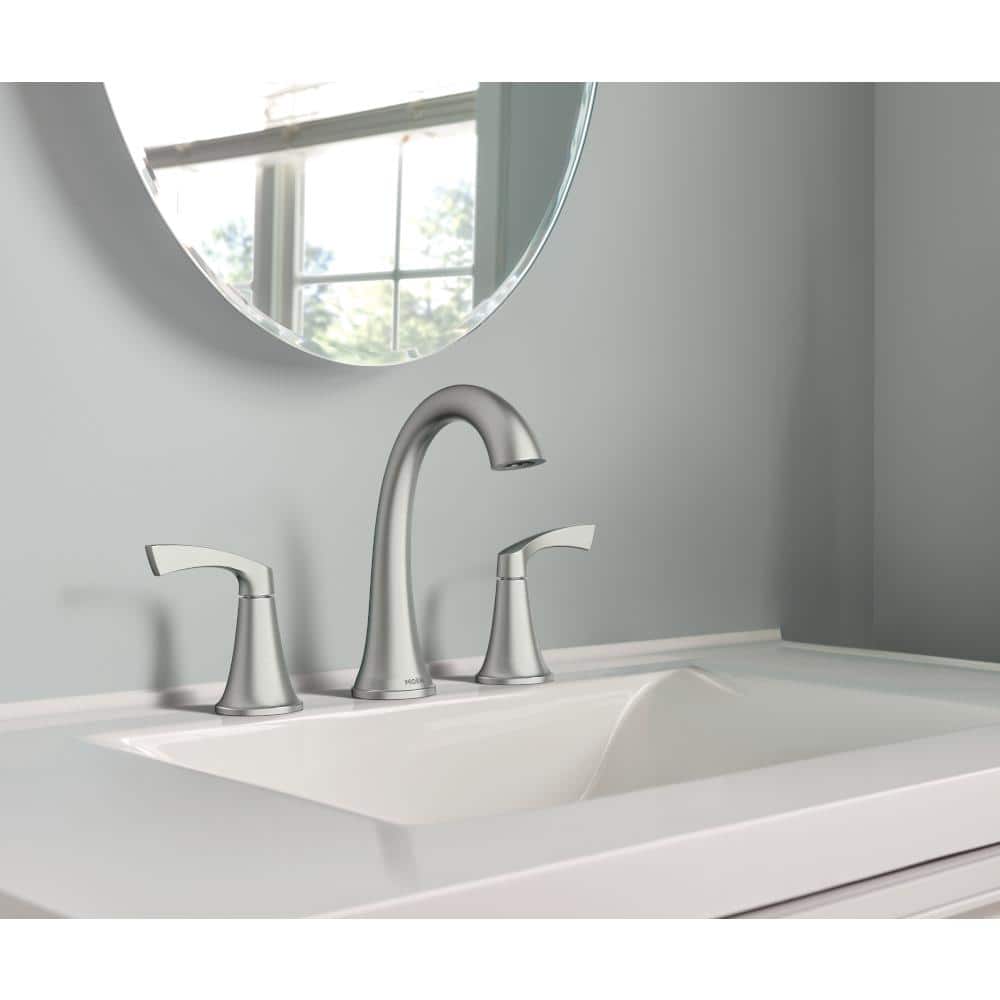 Korek Spot Resist Brushed Nickel Widespread Double Handle Bathroom Faucet