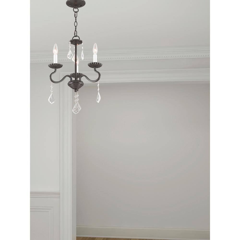 Callisto English Bronze Mini Chandelier with Crystal Accents