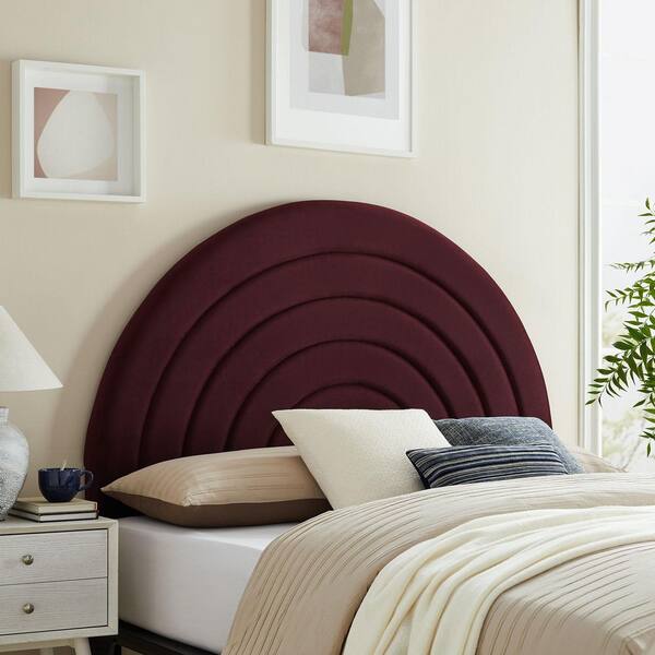 MODWAY Solana Soft Arch Shaped Round Full Headboard in Mulberry-Upholstered Headboard