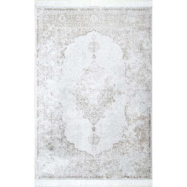 nuLOOM Cantrell Vintage Medallion Ivory 4 ft. x 6 ft. Area Rug