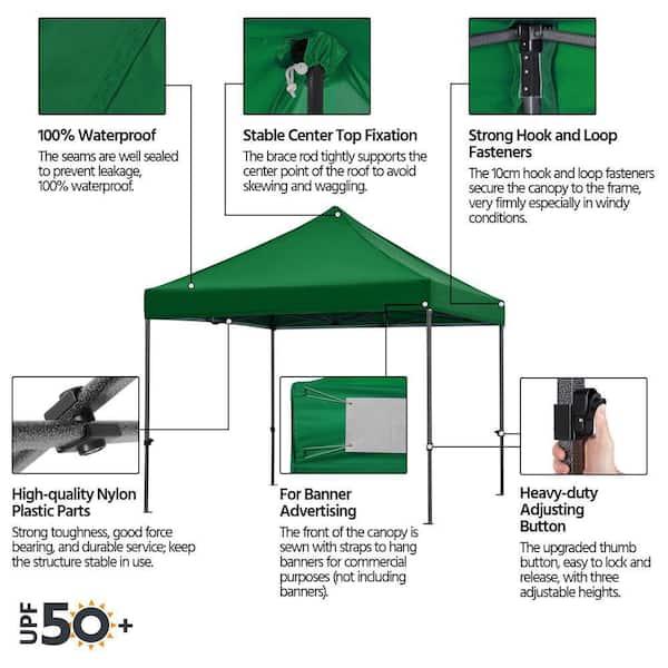 halvleder Foto Alexander Graham Bell Yaheetech 10 ft. x 10 ft. Heavy Duty Commercial Instant Pop-up Canopy Tent,  Waterproof, 3-Level Adjustable Height DYx0rv0001 - The Home Depot
