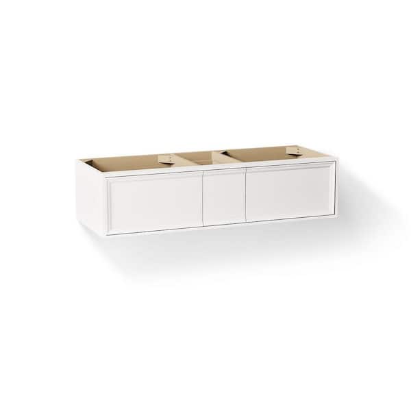 Lodern 61 in. Double Sink Bathroom Vanity Cabinet without Top in Linen White