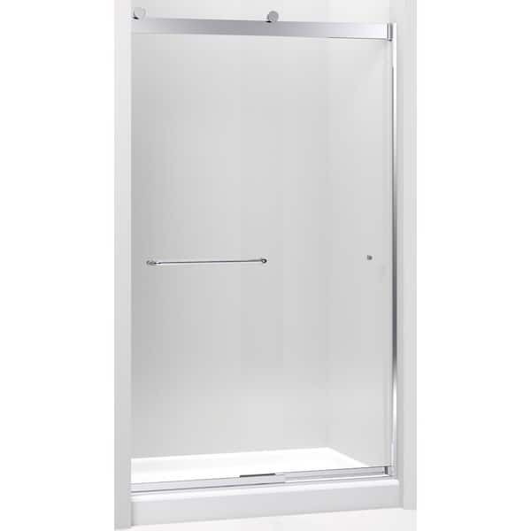 KOHLER Levity 44-48 in.W x 82 in. H Frameless Sliding Shower Door in Bright Polished Silver with 5/6 in. Crystal Clear Glass