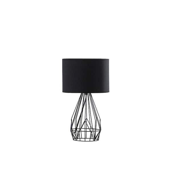 17.5 in. Black Bedside, Task and Reading Table Lamp for Living Room, Bedroom with Black Linen Shade No Bulbs Included