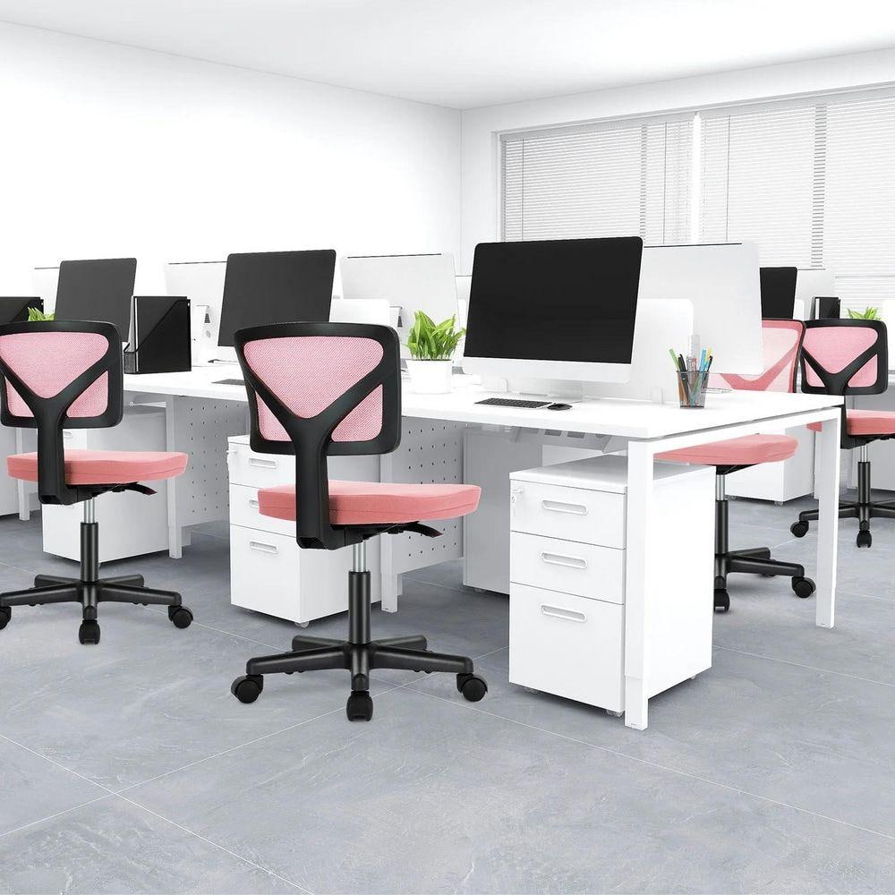 Task Pink WONDER COMFORT 1-Piece Mesh Adjustable Height 360ยฐ Swivel Low Back ...