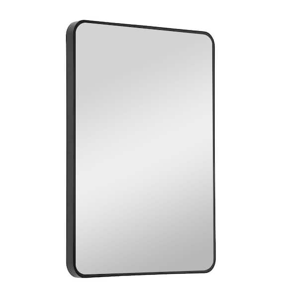 Unbranded 24 in. W x 32 in. H Rectangular Wall Mirror Suitable for Bedroom, Brushed Aluminum Frame Mirrors in Black