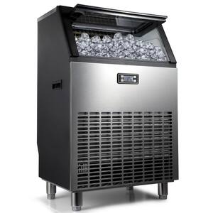 270 lbs. 24 H Commercial Stainless Steel Construction Freestanding Ice Maker Machine with 48 lbs. Storage B Silver