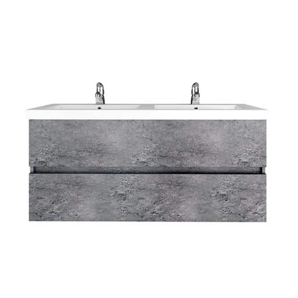 Belvedere Bath Alexander 48 in. Floating Double Bathroom Vanity in Grey with White Ceramic Basin Top -  1001LUXG48