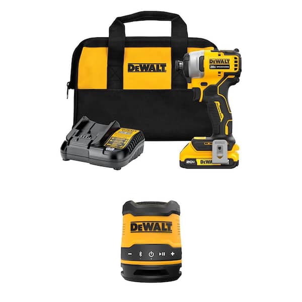 ATOMIC 20V MAX Lithium-Ion Brushless Cordless Compact 1/4 in. Impact Driver & Bluetooth Speaker w/ 2Ah Battery & Charger