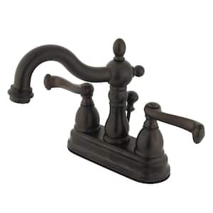 Heritage 4 in. Centerset 2-Handle Bathroom Faucet with Plastic Pop-Up in Oil Rubbed Bronze