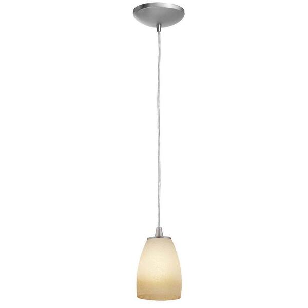 Access Lighting 1-Light Pendant Brushed Steel Finish French Amber Glass-DISCONTINUED