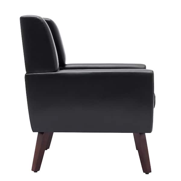 Uixe Black PU Leather Upholstery Arm Chair (Set of 1) SF0003-P-BK